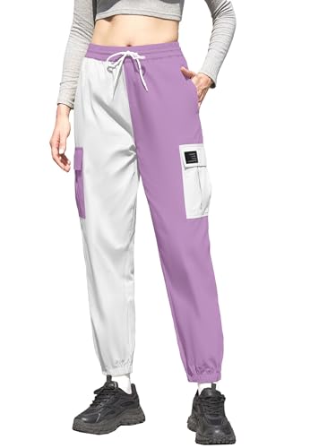 Image of Cromoncent Girls&Womens Cargo Pants Elastic Waist Lightweight Outdoor Jogger Pants, 6 Years - XX-Large