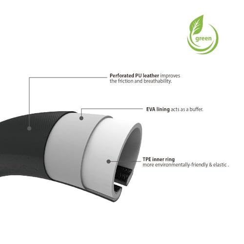 Elantrip Leather Large Steering Wheel Cover 15 1/2 to 16 inch Universal Soft Grip Breathable for Car Truck SUV Jeep Anti Slip Black and Gray