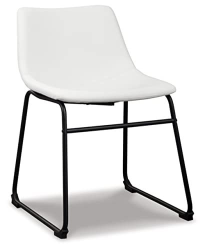 Signature Design By Ashley Centiar Urban Industrial Faux Leather Bucket Dining Chair, 2 Count, White #TOP3