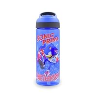 HOX SONIC PRIME Reusable BPA free Kids Atlantic Water Hydration Bottle with built in Carry Loop, Flip Up Spout and removeable straw - 600ml, Blue