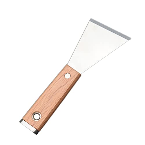 NUOBESTY Cortador De Masilla De Acero Inoxidable Mango De Madera Maciza, Raspador Pulido Resistente Para Decoración Del Hogar, Herramienta Práctica Para Eliminar Aceite y Polvo, 1 Unidad