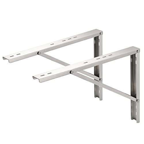 Image of TURBRO Wall Mount Stand for Mini Split Ductless Air Conditioner Heat Pump System, Sturdy Aluminum Alloy Bracket, Support Condenser up to 440 lbs (7,000-24,000 BTU), 1 Pair | Dual Cross-bars, For Mini Split Condensers
