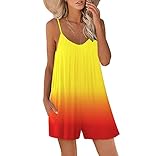 STOLKISS Women Casual Jumpsuits Summer Sleeveless Romper Shoulder Strap Loose Adjustable Stretchy Shorts Rompers with Pockets (JB Yellow, Large)