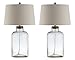 SAFAVIEH Lighting Collection Caden Clear Glass 28-inch Bedroom Living Room Home Office Desk Nightstand Table Lamp Set of 2 (LED Bulbs Included)