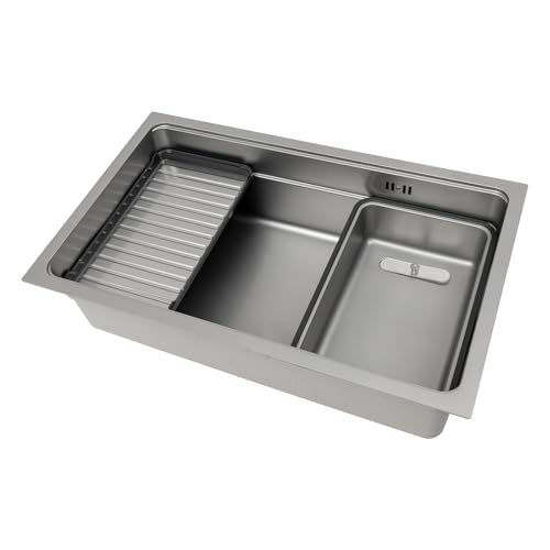 Évier de cuisine en acier inoxydable avec accessoires, évier avec plaque de décongélation et bac intérieur, évier multifonction en acier inoxydable, sous...