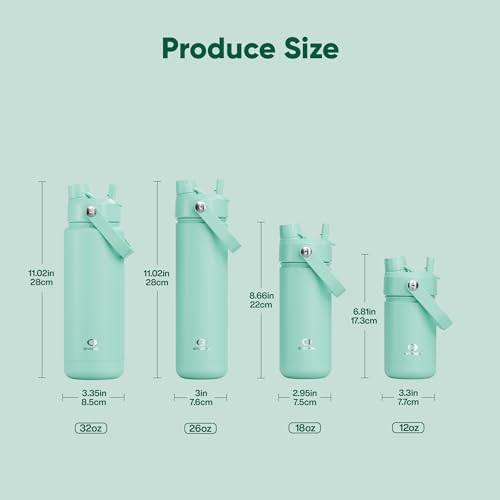 Image of ENCOOL Insulated Water Bottle with Straw Stainless Steel Water Bottle, Leak-Proof, BPA-Free, Double Wall Vacuum Keeps Cold for 24 Hours for Sports, Travel, School (18 oz, Brook Green)