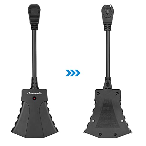 DEWENWILS Outdoor Remote Control Outlet, Wireless Remote Outlet Power Switch, Weatherproof 15 A Heavy Duty Electrical Plug, 3 Grounded Outlets for String Lights, 100Ft Range, UL Listed