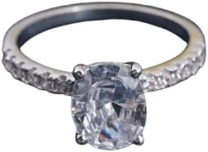 Cubic Zirconia Engagement Ring, 14K White Gold Plated, Solitaire Ring, Sterling Silver Wedding Ring, Gift