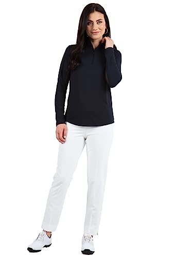 Ibkul Athleisure Wear Sun Protective Upf 50+ Icefil Cooling Tech Long Sleeve Mock Neck Top With Under Arm Mesh 80000 White Solid L #TOP2