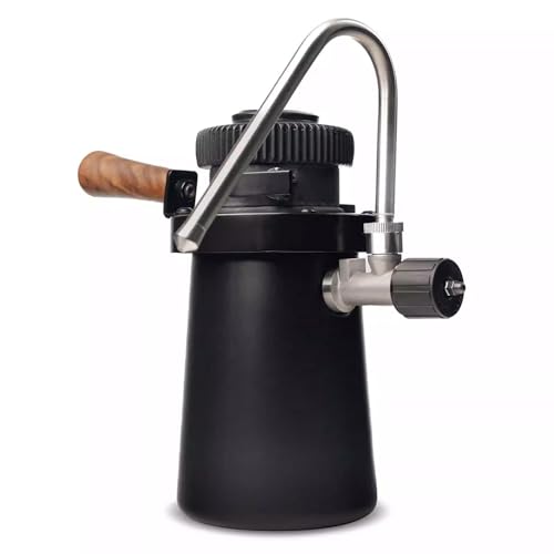 Coffee Foam Machine Steamer, Steam Milk Frother, with 2 Pcs Steam Nozzles, Air Pressure Gauge, Detachable Wooden Handle, for Cap