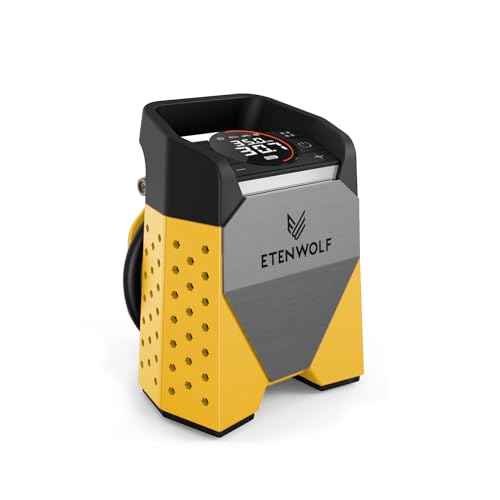 ETENWOLF ZEPHYR S3 Tire Inflator Portable Air Compressor, 1 Min Fast Inflation and 100% Duty Cycle, 160 PSI Air Pump for Cars, SUVs, Bikes, Balls (Shallow Yellow)