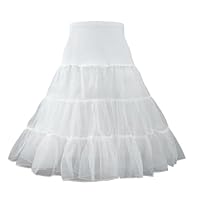 Myhengt Kristallgarn Damen Garnrock Retro Swing Petticoat Unterrock Rockabilly Pettiskirt Tutu Rockabilly Skirt (L,weiß)