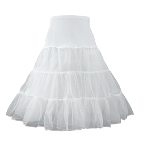 Myhengt Kristallgarn Damen Garnrock Retro Swing Petticoat Unterrock Rockabilly Pettiskirt Tutu Rockabilly Skirt (L,weiß)