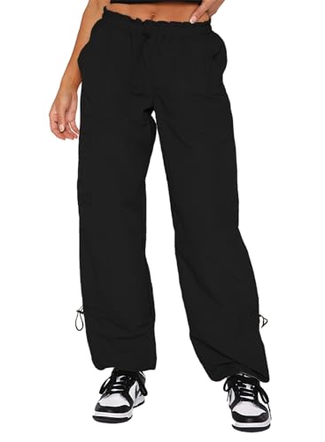 utcoco Cargo Pants Women Y2K Pants Multiple Pockets Wide Leg Baggy Pants with Drawstring