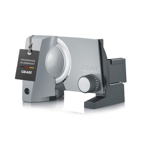 GRAEF G50 Elektrischer Allesschneider, Made in Germany, Edelstahlmesser | Kompaktes Design, Wellenschliffmesser Ø 170 mm, Schnittstärke 0-20 mm, Leistungsstarker 170 Watt Motor, Kindersicherung