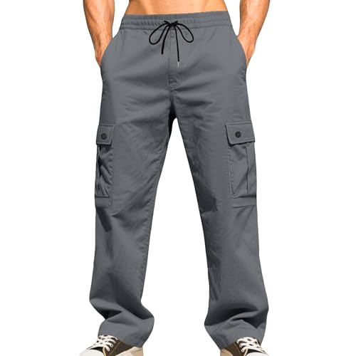 Pantalon cargo décontracté pour homme à coupe droite et léger avec cordon de serrage pratique