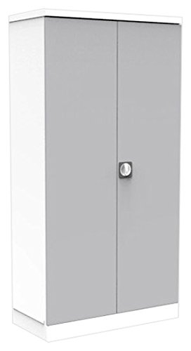 Simply Office CUPB1830WGG 1830 mm 2 Door Cupboard with Levelling Feet/3 Graphite Grey Shelf - White/Goose Grey