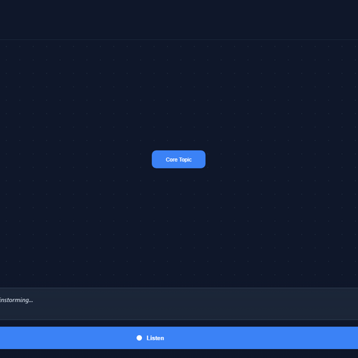 An intelligent brainstorming companion that visualizes live conversations into structured, cloud-synced mind maps using real-time AI transcription.