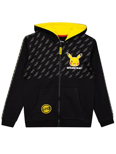 Pokemon Sudadera Niños | Sudadera Niño Pikachu | Sudadera con Capucha para Niños | Negro 6-7 años