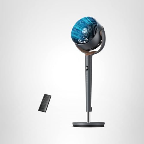 DREO Fan for Bedroom, 120&deg; Oscillating Standing Fans, Quiet Floor Fan with DC Motor, 100ft Pedestal Fans for Room, 9 Speeds, 4 modes, 20dB, 120&deg; Manual Vertical, 37-42" Adjustable Height, 9H Timer