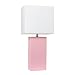 Elegant Designs LT1025-PNK Modern Leather Table Lamp with with White Fabric Shade, Pink