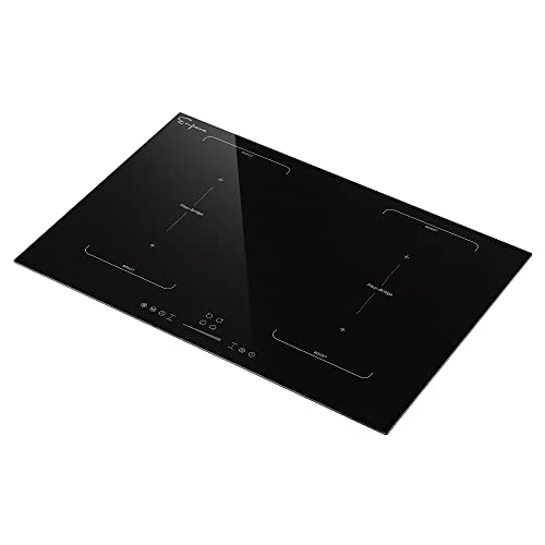 Image of Empava 30-Inch Electric Induction Cooktop 6 Booster Burners Stove Top 7200W Including 2 Flexi Zone in Black Vitro Ceramic Glass, 30 Inch Bridge