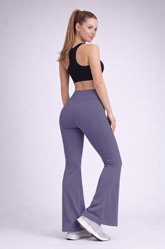 Image of Women's High Waist Bootcut Yoga Pants with Side Pockets | Flared Gym Leggings for Women | Stretchable Workout Bell Bottom Tights for Yoga, Gym, Running & Casual Wear Pack of 2