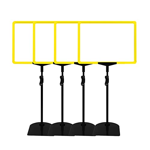 A Frame Sign Holder Stand Poster Stands for Display Floor Standing Sign Holder Adjustable Poster Sidewalk Sign Stand Small Retail Signs Display Stand Indoor for Store Book Shop,8.5x11in,4 Pack Yellow
