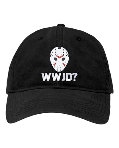 One Size Black Dad WWJD? What Would Jason Do Funny Horror Movie Embroidered Hat
