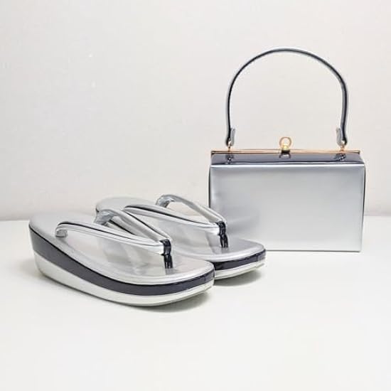 和装 草履 バッグ セット エナメル 幅広 スクエア シルバー×ネイビー k24 和装 草履 バッグ セット エナメル 幅広 スクエア シルバー×ネイビー k24