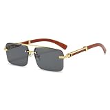 Gleyemor Mens Sunglasses Fashion Rimless Rectangle Sunglasses Square Frameless Sunglasses for Men (Gold/Grey)