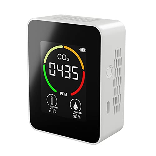 Baugger Detector de dióxido de Carbono, Detector de Aire de CO2 Detector de dióxido de Carbono Producción agrícola Invernadero Monitor de CO2 Blanco Cover