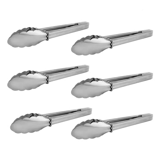 6 Pack 9“ Stainless Steel Chef Food Serving Tongs Grilling BBQ Salad Buffet Utensil 6 Pieces By Adorox