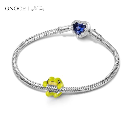 Image of GNOCE Cute Dancing Frog Charm,Abi Toads Hug Bead 925 Sterling Silver /Silver Plated Dangle Charms Fit Bracelets & Necklace, Hand-Finished Keepsake Jewelry Gift for Women Men BBF
