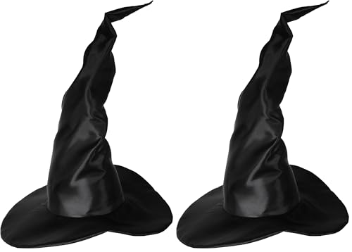 Chapeau de sorcière modelable en satin noir grand format