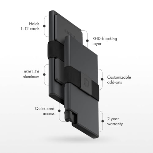 Ekster - Aluminum Cardholder Wallet - Metal Aluminum Wallet for Men - Fits 12 Cards, RFID Blocking Layer, Ultra-Thin, Minimalist, Push Button, Swift Card Access, Expandable, Trackable (Space Grey)
