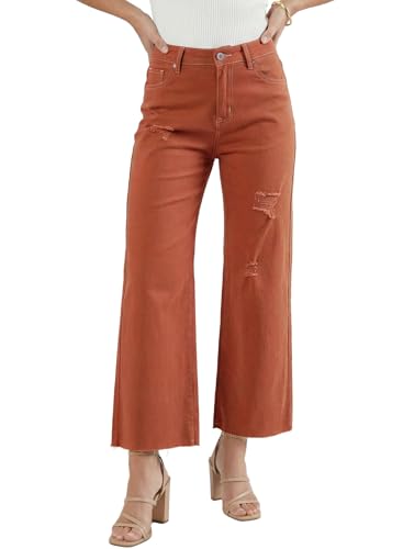 Dokotoo Women's Casual Capri Wide Leg Pants Woman Jeans Straight