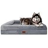 XL Orthopedic Dog Bed for Large Dogs, Big Waterproof Dog Bed with Removable Washable Cover, 4-Sides Removable Bolster Pet Couch Sofa with Non-Slip Bottom, Grey