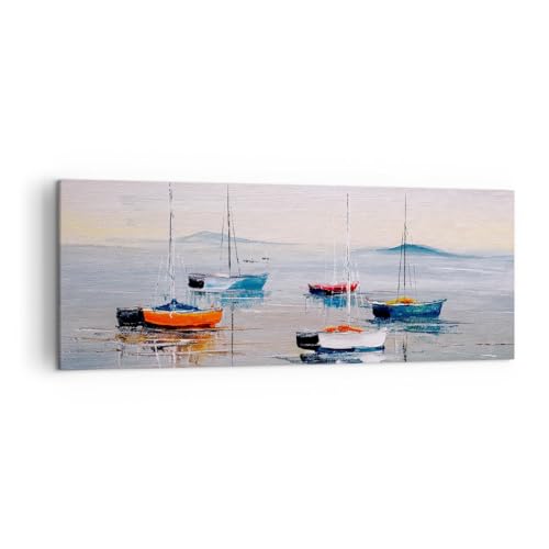 Tableau Voiliers Panoramique 140x50cm pour Décoration Salon