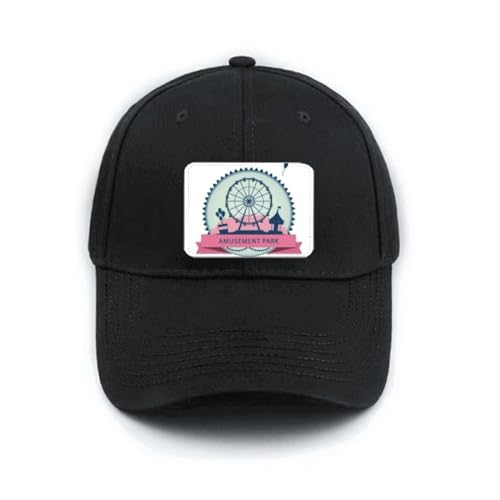 Casquette de baseball noire motif Ferris Wheel chapeau ajustable style classique coton