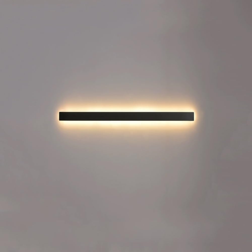 SXECAEPS Rectangular LED Black Wall Sconce Minimalist Lamp Linear Light Fixture 3000K Sconces Lighting, Vanity Bar Lights for Bedroom Living Room Office Hallway(60cm)