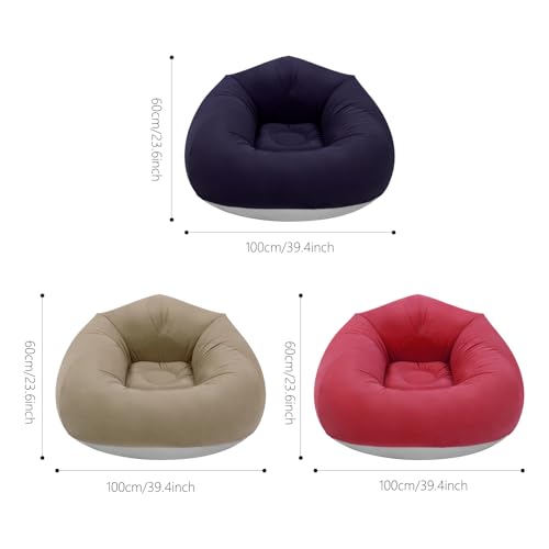 Image of 6 Pcs Inflatable Bean Bag Chairs with Foot Air Pump Outdoor Blow up Couch Folding Portable Inflatable Couch for Camping Movie Night, Lazy Sofa Chair (2 Coffee+2 Deep Blue +2 Red)