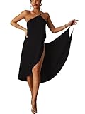 maxToonrain Beach Coverups for Women UK Spaghetti Strap Wrap Dress Sarong Beachwear Causel Womens Holiday Clothes for Summer Beach Swim (Black, XXL)