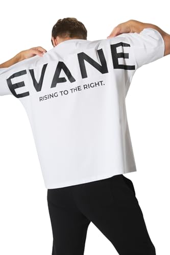 [EVANE] エバン オーバーサイズ コットン ストレッチ BACK LOGO Tシャツ (L, ホワイト)の商品画像（Amazon）