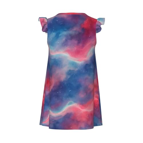 Flutter Sleeve Nightgown Pajama Gown Dreamy Sky Art Easy Pull-On Sleepwear Nightdress2