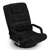 Swivel Gaming Chair Multipurpose Floor Gaming Chair for Gaming, TV, Reading w/6 Adjustable Postion Backrest, Armrest Lumbar Support & for Adults, Black