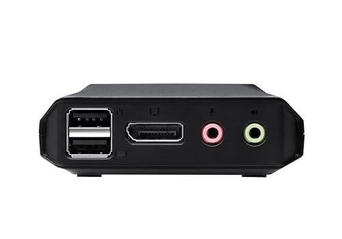 Image of ATEN CS52DP 2-Port KVM Switch USB C DisplayPort Switch 2 Computers 1 Monitor Switch DP Alt Mode Up to 4096 x 2160 60 Hz Remote Port Switcher Windows, Mac, Linux, Android, iOS