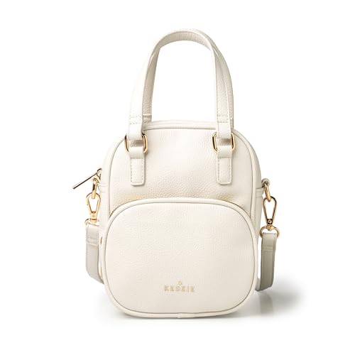 KEDZIE Harper Crossbody Bag, Vegan Leather with Adjustable Strap - Ivory