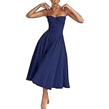 vintage style kleidung herren Design: Frauen Vintage lässige Midi-Kleider, ungezwungene Sommer-einteilige Kleider für Frauen, Vintage-Spitzen-Midi-Kleider für Frauen, Büste Slim Fit Long Kleid, elegantes quadratisches Kleid von Sumer, Sumer Square Neck Spitzenkleid, Vintage-Schnür-up-Quadratkragen Split Long Long Kleid Für den Sommer, süßes ärmelloses Maxikleid für Frauen, schick und stilvoll.
