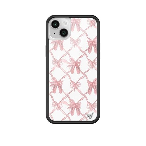 Wildflower Cases - Compatible with Apple iPhone 13/14 | Protective Black Bumper, 4ft Drop Test Certified, Women Owned Small Business | On Pointe - Cute Trendy Coquette Pink Bows Ballet Slippers